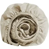 Yumeko Hoeslaken Katoen Satijn 180x220 Beige - Eco, Bio & Fairtrade