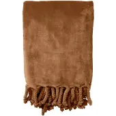 Dutch decor - FLORIJN - Plaid 150x200 cm - grote fleece plaid met flosjes - Tobacco Brown - bruin