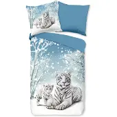 Good Morning dekbedovertrek Tijger - flanel - eenpersoons (140x220 + 60x70 cm)