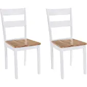 vidaXL Chaises à manger lot de 2 blanc bois d'hévéa massif