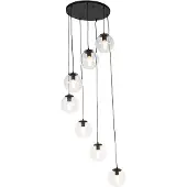QAZQA Slimme hanglamp zwart 7-lichts incl. WiFi ST64 - Pallon