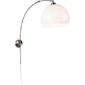QAZQA Smart wandbooglamp staal met witte kap incl. Wifi G125 - Bow