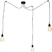 QAZQA Slimme hanglamp zwart 3-lichts incl. WiFi G95 - Cava