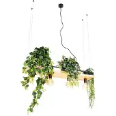 QAZQA Smart hanglamp zwart met hout 4-lichts incl. Wifi G95 - Shelf