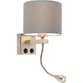QAZQA Moderne wandlamp staal met grijze kap - Brescia