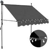 vidaXL Luifel handmatig uitschuifbaar met LED 100 cm antracietkleurig
