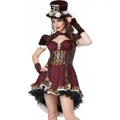 Vegaoo - Bordeaux rood Steampunk kostuum voor vrouwen