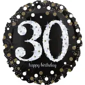 Amscan Folieballon 30 Sparkling Birthday 71 Cm Zwart