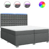vidaXL Boxspringbed met matras, donkergrijs, 200x200 cm, gestoffeerd