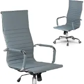 Sofotel Tokio - Bureaustoel - Modern Design - Grijs Eco-leder - Chromen Accenten