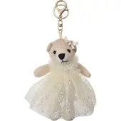 Clayre & Eef Sleutelhanger Beer 20 cm Beige Synthetisch