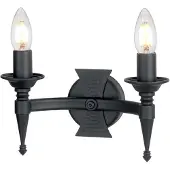 Elstead Lighting Wandlamp SAXON, dimbaar, zwart, Woon-/ Eetkamer, metaal, Landelijk, wandlamp