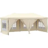 vidaXL Partytent inklapbaar met zijwanden 3x6 m crèmekleurig