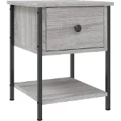 vidaXL Nachtkastje 34x35,5x45 cm bewerkt hout grijs sonoma eikenkleur
