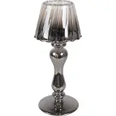 Clayre & Eef Waxinelichthouder Ø 9x22 cm Grijs Glas