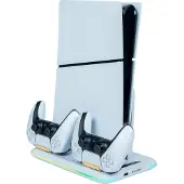 Nacon Charging Station with Fan RGB/USB Hub/Fan, White PS5 Slim