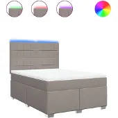 vidaXL Boxspringbed met matras, taupekleurig, 140x200 cm, met stoffen bekleding