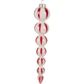 Clayre & Eef Kerstbal Overig Ø 4x18 cm Wit Rood Glas Kerstballen