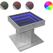 vidaXL Salontafel met LED 50x50x45 cm bewerkt hout grijs sonoma eiken