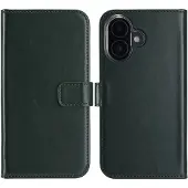 Selencia Echt Leren Bookcase voor de Apple iPhone 16 - Groen