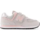New Balance Kids Leren 574 Core Hook & Loop grijze sportschoenen (32.5 W), Leer, Plat, Klittenband, Casual, Grijs, k PV574V1