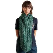 Superdry Tweed Colsjaal met Kabelpatroon Groen Grootte: 1SIZE