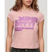 Superdry T-shirt met Retro-glitterlogo Roze Grootte: 44