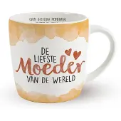 Miko Cadeau koffie/thee mok moeder - wit/oranje - lieve mama - porselein - Moederdag - feest mokken