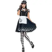 Smiffys Ruig Gothic Alice kostuum in zwart wit