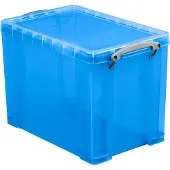 Really Useful opbergdoos, kunststof, met deksel, transparant blauw, 19 l