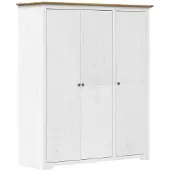 vidaXL Kledingkast BODO 146x53,5x173 cm massief grenenhout wit bruin