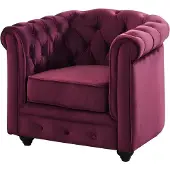 Vente-unique Fauteuil CHESTERFIELD - velours - paars