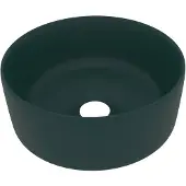 vidaXL Wastafel rond 40x15 cm keramiek mat donkergroen