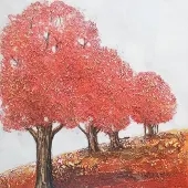 Karo-art Schilderij - Handgeschilderd - Roze bomen 80x80cm
