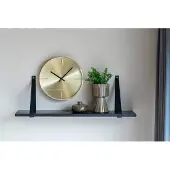 QUVIO Wandplank zwevend met lederen banden – 80x20 cm – Hout - Zwart