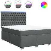 vidaXL Boxspring met matras stof donkergrijs 160x200 cm