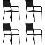 vidaXL Tuinstoelen 4 st stapelbaar poly rattan zwart