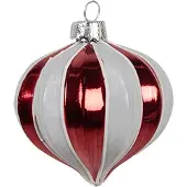 Clayre & Eef Kerstbal Overig Ø 8x8 cm Rood Wit Glas Kerstballen