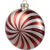 Clayre & Eef Kerstbal Overig 10x4x10 cm Rood Wit Glas Kerstballen