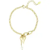 Yehwang Armband lovely hearts hart en parels - goud waterproef nikkelvrij