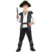 Vegaoo - Blauw en goudkleurig barok piraten kostuum voor jongens