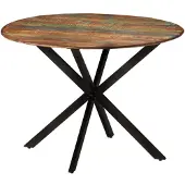 vidaXL Eettafel, diameter 110x78 cm, massief gerecycled hout en staal