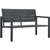vidaXL Tuinbank hout-look 120 cm HDPE grijs