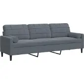 vidaXL 3-zitsbank met sierkussens 210 cm fluweel donkergrijs