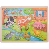 Goki Puzzel: LEVEN op de BOERDERIJ 40x30x0,8cm, 48-delig, hout, 3+