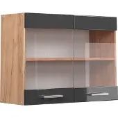 Vicco R-Line Glazen keukenkast – 80 cm Antraciet Hoogglans