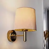 Argon Wandlamp Polo, dimbaar, crème / amber, Woon-/ Eetkamer, Textiel / Stof / Zijde, Wandlamp