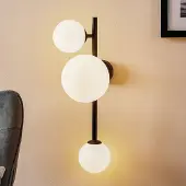 Aldex Wandlampe , Dione, dimbare, Zwart, Woonkamer, Glas, Modern