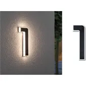 Paulmann LED solar-huisnummer 1 Solar-Hausnummer, zwart, Kunststof, Modern, Wandlamp buiten