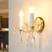 Orion Wandlamp kristal Marie Claire, dimbaar, messing / goud, Woon-/ Eetkamer, metaal, Wandlamp